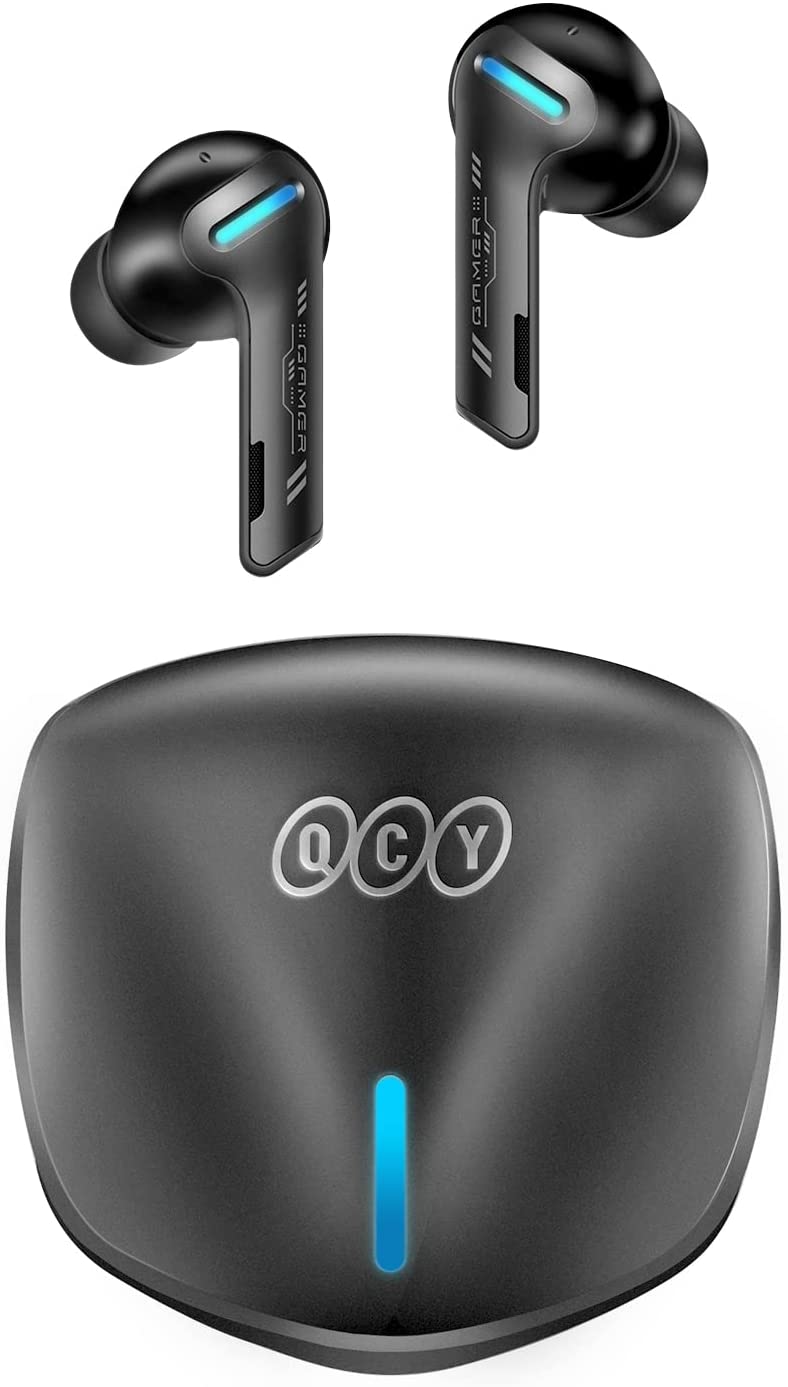 QCY G1 Wireless Earbuds, Gaming Bluetooth Headphones with Microphone, 45ms Ultra Low-Latency in-Ear Headset with Game/Music Mode, High Sensitivity Earbuds, Breathing Light, 32h Playtime