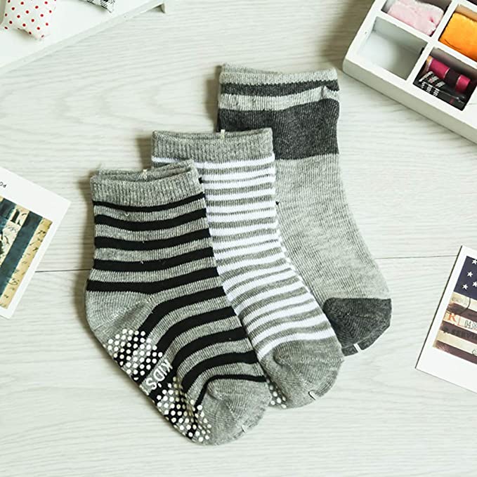 12 Pairs Boys Kids' Socks Non Skid Cotton Socks with Grip for Baby Boys ...