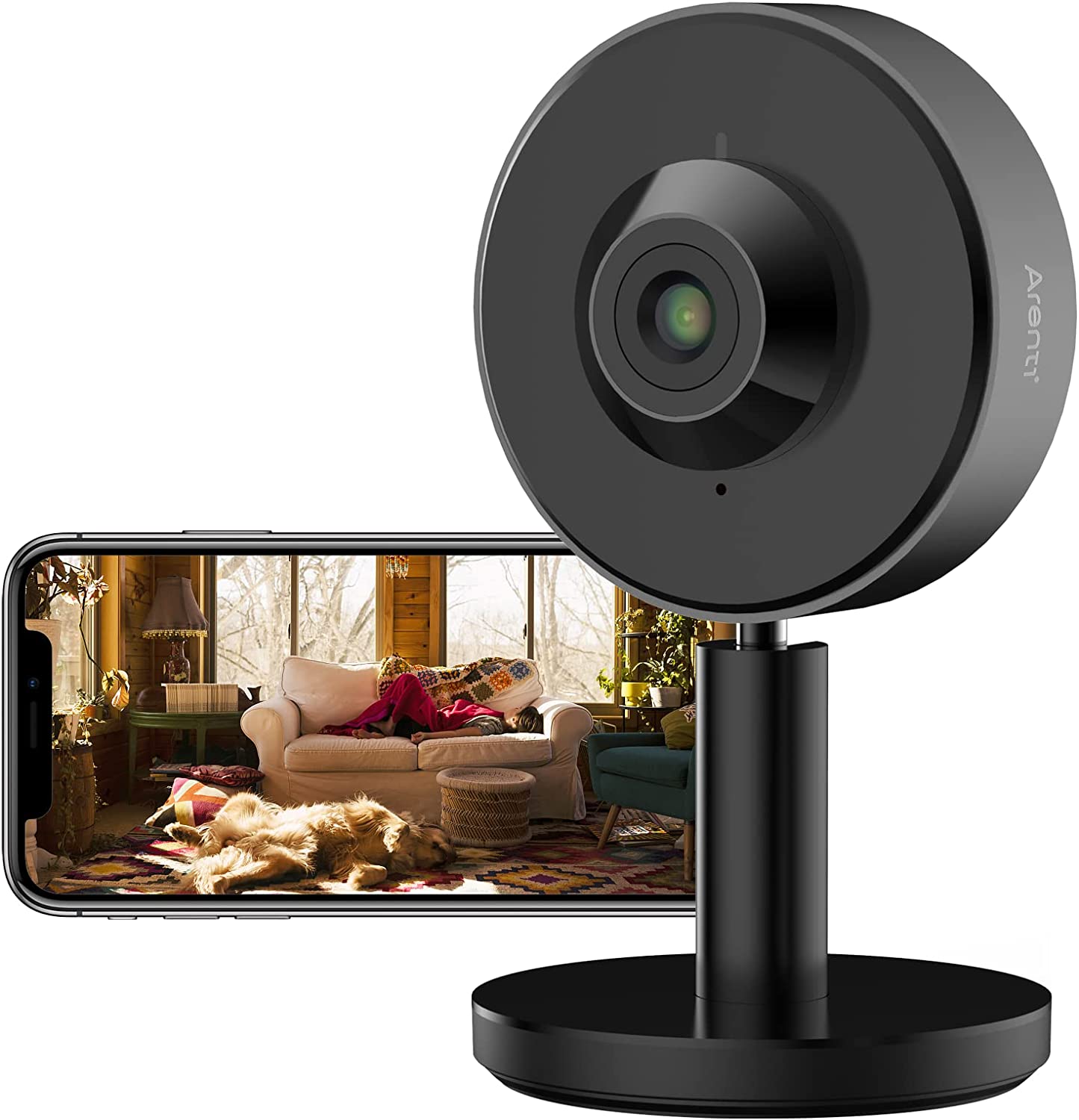 ARENTI Indoor Security Camera INDOOR1, 2K/3MP, 2.4G Wi-Fi, Privacy Mode, Works with Alexa & Google Assistant, Customizable AI Motion Detection Zones , Sound Detection, Two-Way Audio, Night Vision