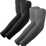 UV Sun Protection Compression Arm Sleeves - Tattoo Cover Up - Cooling Athletic Sports Sleeve for Football, Golf & Volleyball, 2 Pairs Black, Gray