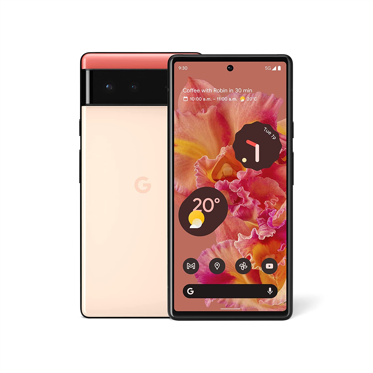 Google Pixel 6 – 5G Android Phone - Unlocked Smartphone with Wide and Ultrawide Lens - 128GB- Kinda Coral