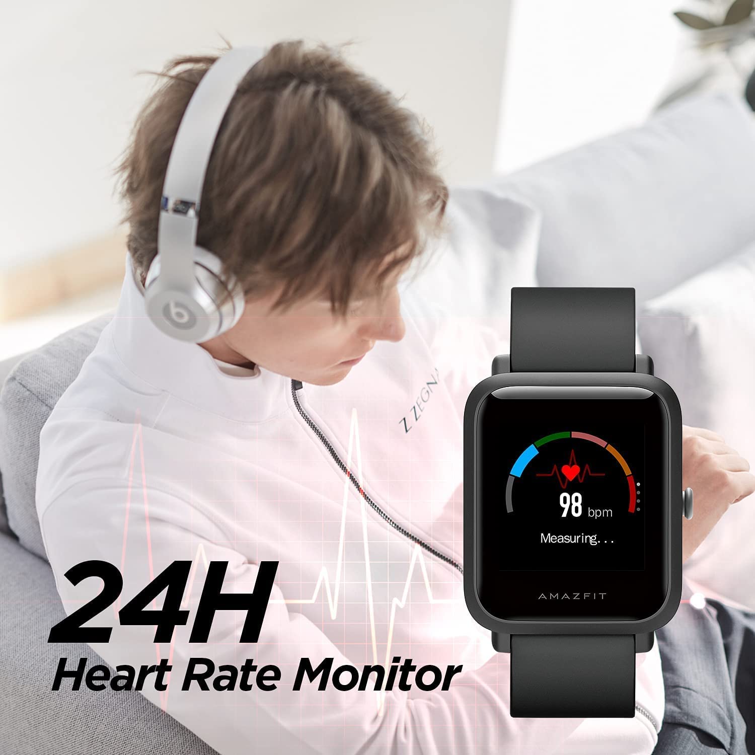 Amazfit Bip S Lite Smart Watch Fitness Tracker for Men, 30 Days Battery  Life, 1.28”Always-on Display, 14 Sports Modes, Heart Rate \u0026 Sleep Monitor,  5 ATM Waterproof, for Android Phone iPhone(Black) -