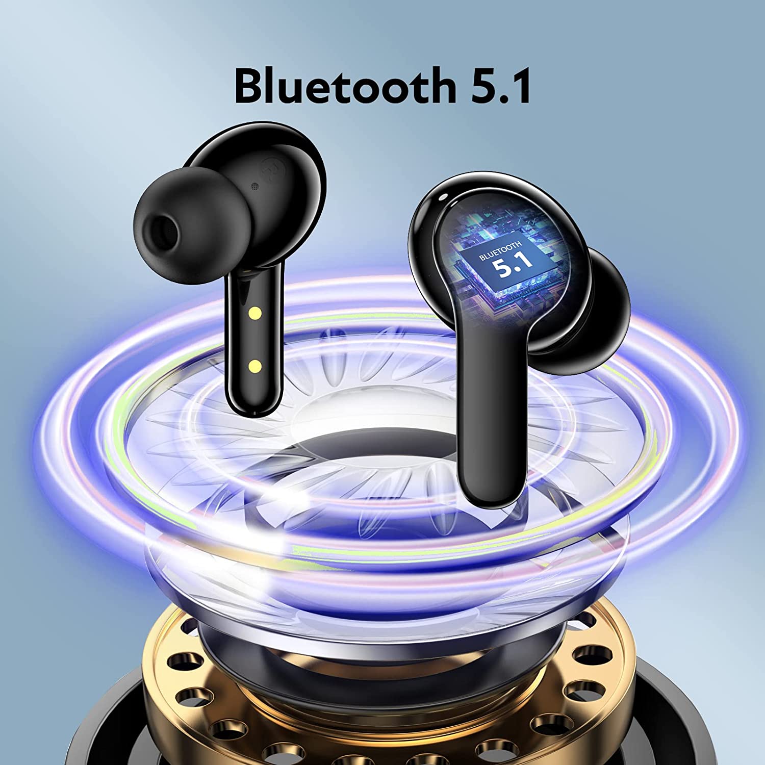 QCY T13 Wireless Bluetooth Earbuds, TWS Waterproof in Ear Headphone ENC  Noise Cancelling, Deep Bass, Touch Control Ear Buds, HIFI Stereo 30H  Playtime