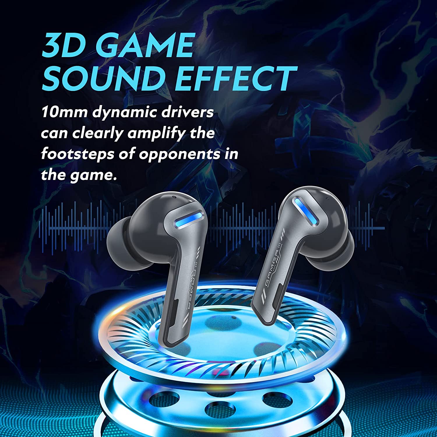 QCY G1 Wireless Earbuds, Gaming Bluetooth Headphones with Microphone, 45ms Ultra Low-Latency in-Ear Headset with Game/Music Mode, High Sensitivity Earbuds, Breathing Light, 32h Playtime