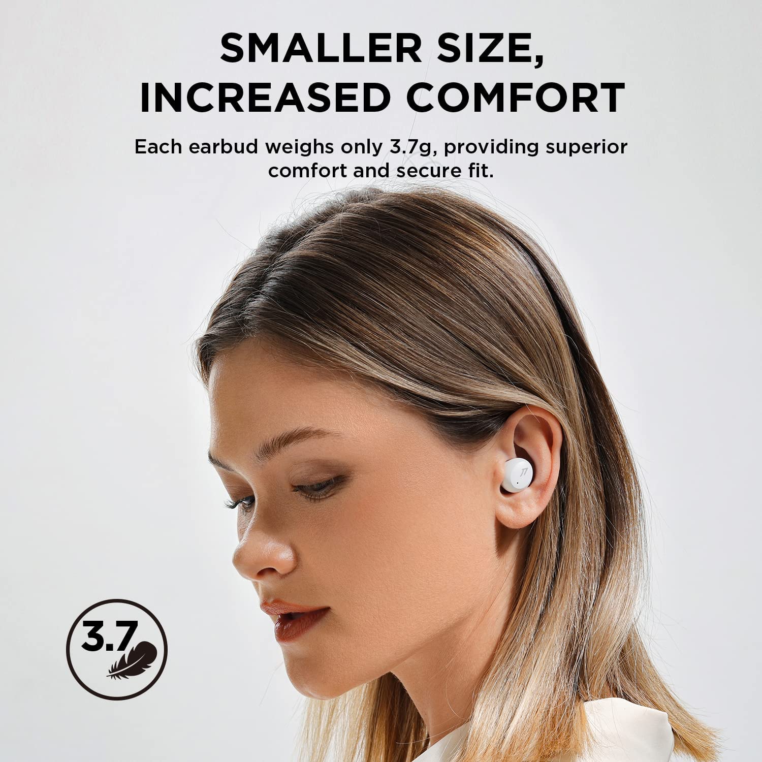 1MORE ComfoBuds Mini Hybrid Active Noise Cancelling Earbuds, In-Ear Headphones with Stereo Sound, Bluetooth 5.2 Headset with 4 Mics, Clear Calls, Wireless Charging, Soothing Sound, Waterproof, White