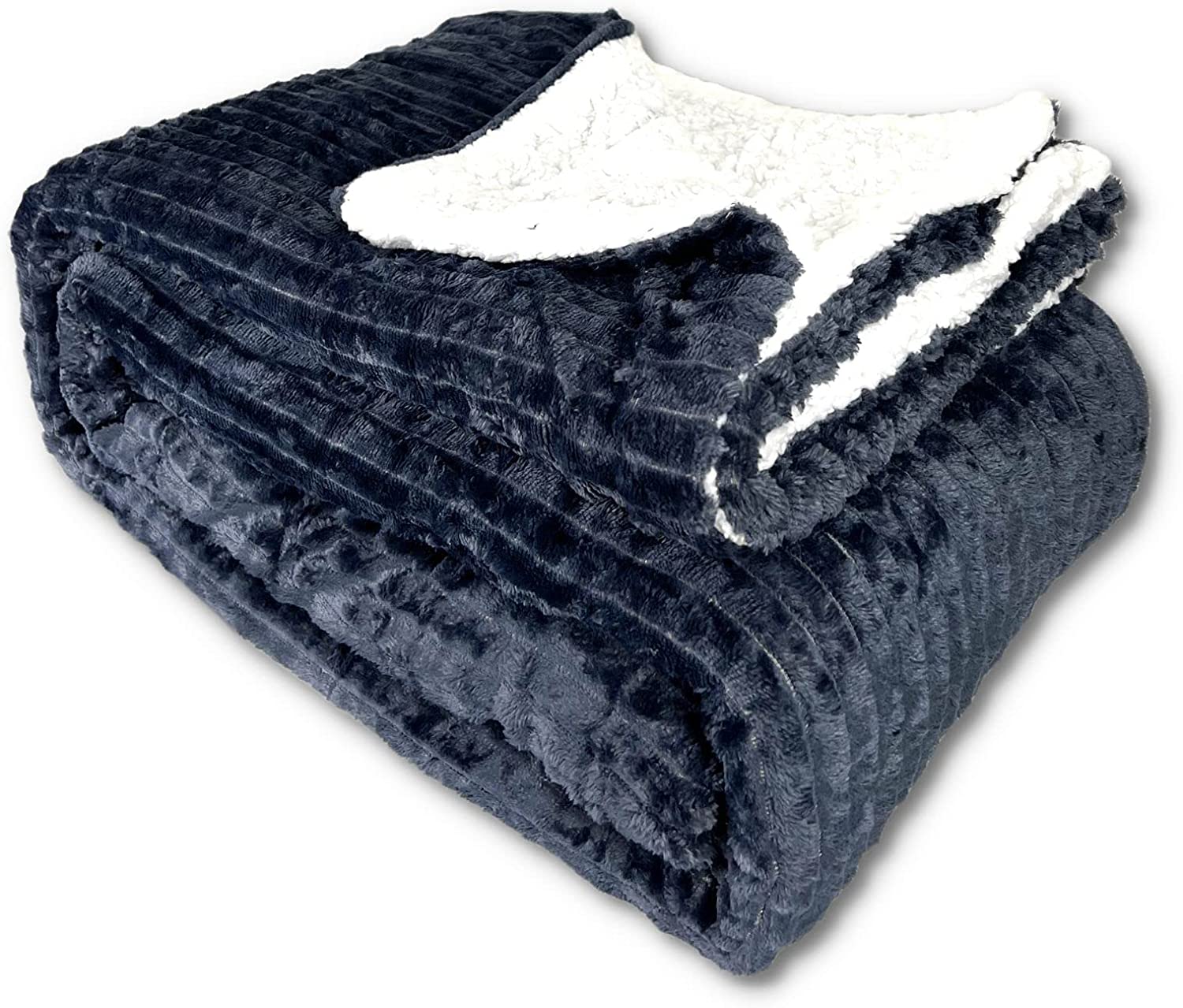 FABRIK Collection Sherpa Bed Blanket King Size Twin Plush Throw Blanket Fleece Reversible Flannel Blanket - Warm and Plush Travel Blanket for Bed Sofa Travel, Black