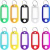 Key Tags, 50 Pack Tough Plastic ID Labels Keyring Keychain with Split Ring and White Label - 10 Assorted Colors
