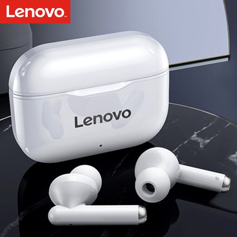 Lenovo-White LivePods LP1 Flagship Premium Edition True Wireless Earbuds BT 5.0 Headphones TWS Stereo Earphones with Dual Diaphragms Dual Hosts IPX4 Waterproof TWS Headsets Sports Headphones with Noise Reduction Technology HD Call in-Ear Built-in Mic Headset