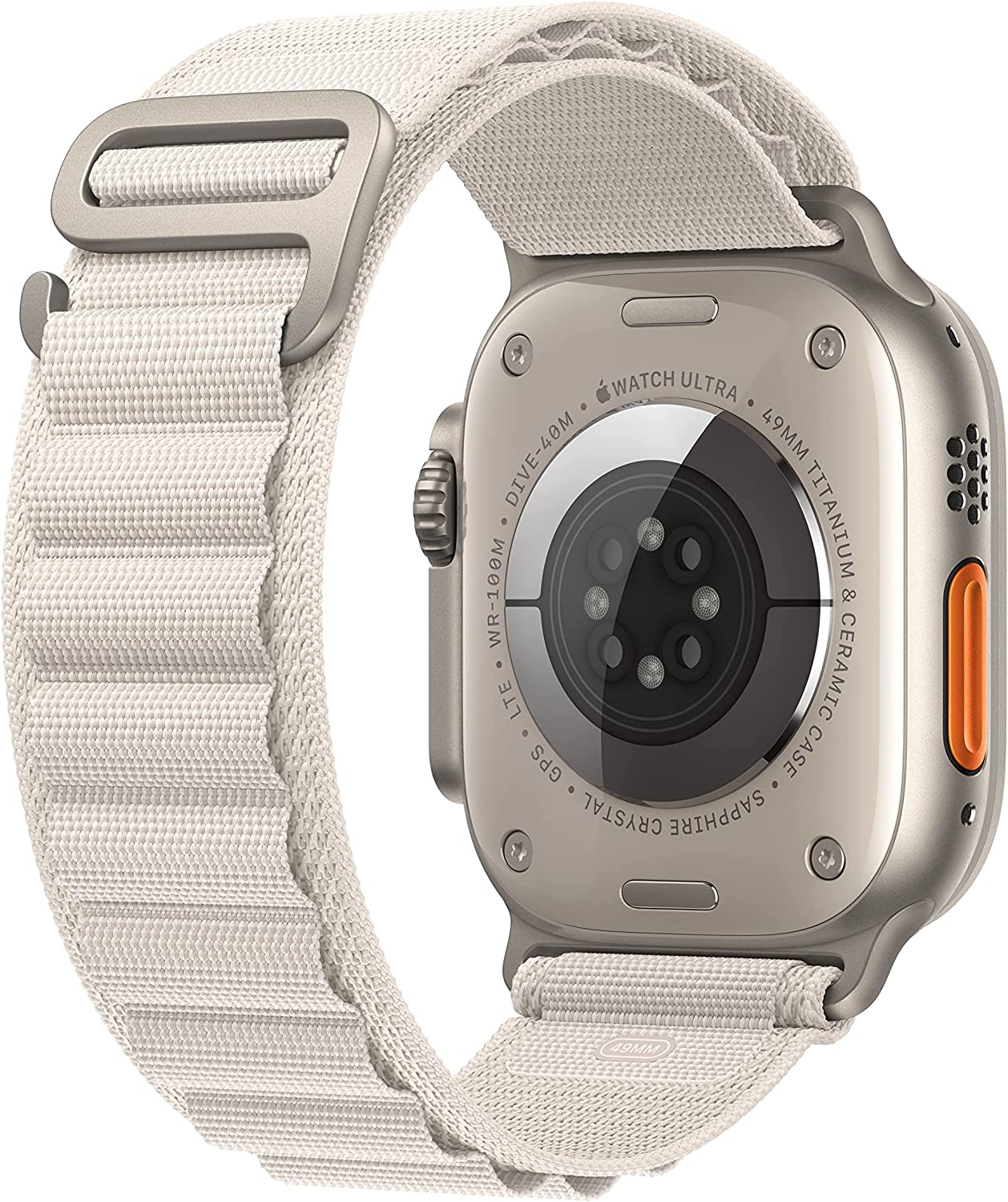 New Apple Watch Ultra GPS + Cellular, 49mm Titanium Case with Starlight Alpine Loop - Large