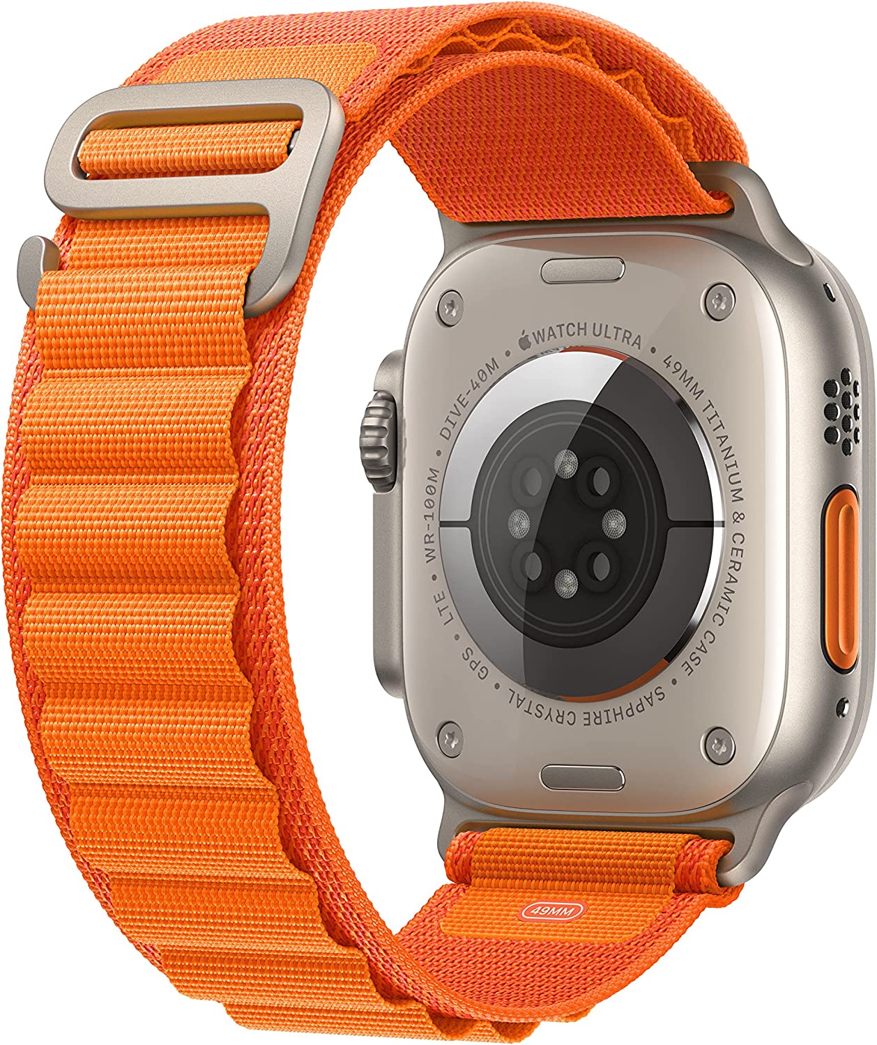 New Apple Watch Ultra GPS + Cellular, 49mm Titanium Case with Orange Alpine Loop - Medium