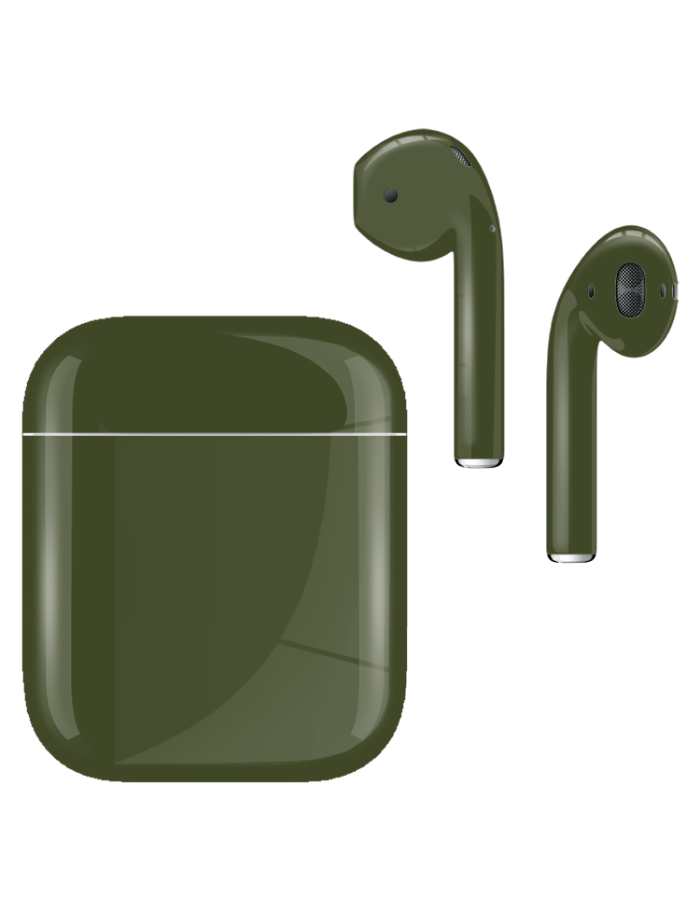 Caviar Customized Airpods 2nd Generation Automotive Grade Scratch Resistant Paint Glossy, Army Green
