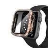 Caviar Compatible with Apple Watch 7/6 45mm Two-Tone Color Double Row Glitter Rhinestone Bling Crystal Diamonds Anti-Shock Protective Cover With HD Tempered Glass Build-in 45mm, Black/RoseGold