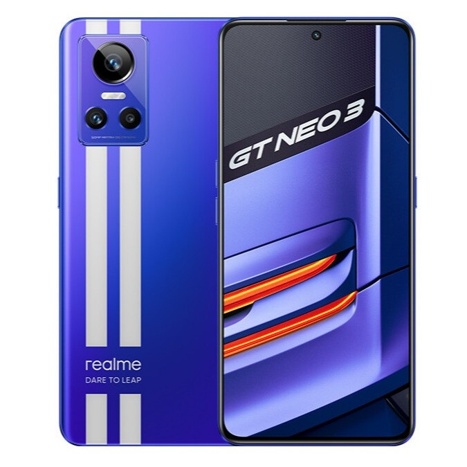Realme GT Neo 3 8GB RAM 256GB ROM 150W 5G SmartPhone 6.7" AMOLED 2412x1080 120Hz MTK Dimensity 8100 Mali-G610 MC6 5000mAh NFC Android 12, Blue