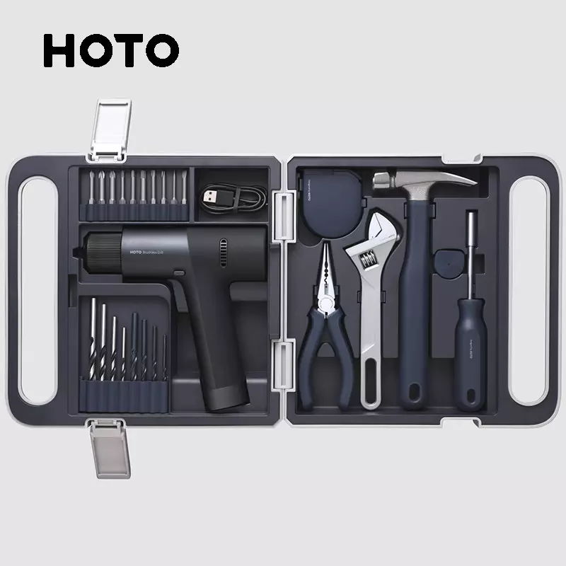 Xiaomi Youpin HOTO 12V Electric Drill Tool Box Hybrid Repair Tool Kit Home Installation Hand Power Tool Kit Sewing Pliers