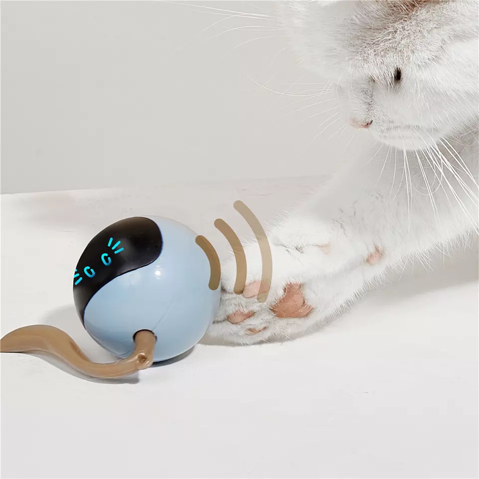 FOFOS Electric Robotic Cat Toy Smart Cat Exercise Pet Interactive LED Ball Toys with USB Charging