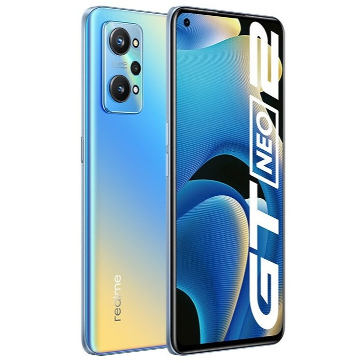 Realme GT Neo 2 5G Smart Phone 8GB RAM 128GB ROM 6.62" 2400x1080P 120Hz AMOLED Qualcomm SD870 5000mAh 65W Quick Charge Android 11 Phone - Blue