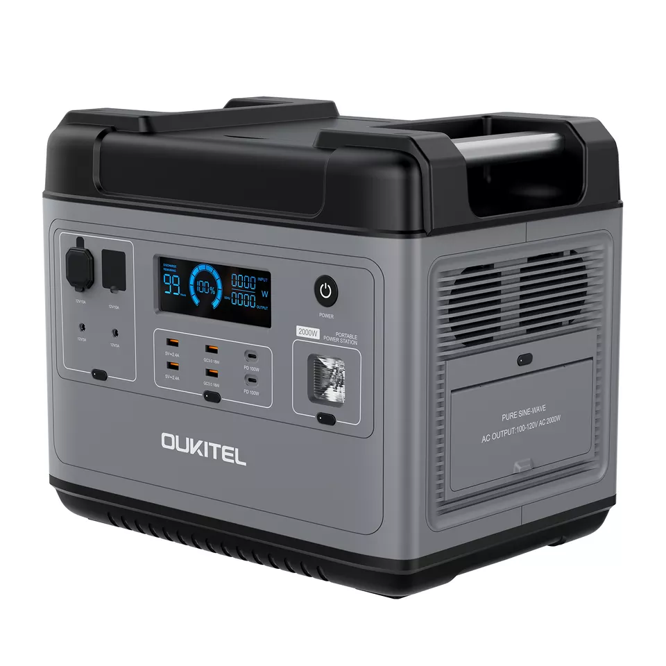 OUKITEL P2001 2000W LiFePO4 Super Fast Charge Home Use Portable Power Station Power Generator for Outdoor Medical
