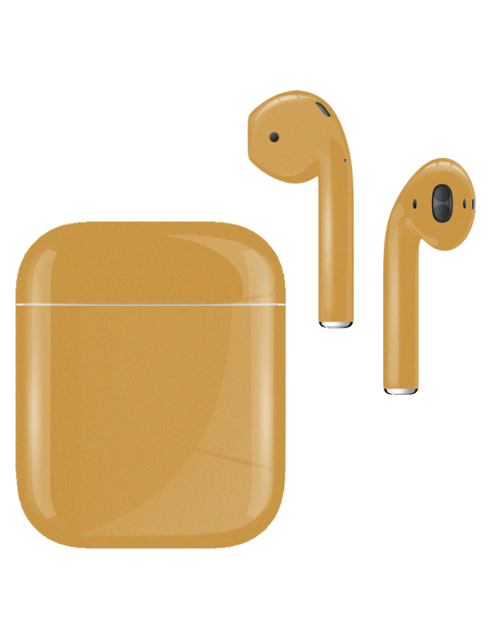 Caviar Customized Airpods 2nd Generation Automotive Grade Scratch Resistant Paint Glossy, Metallic Gold