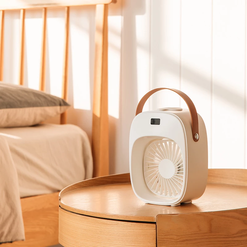 Mini Cooling Fan Portable Desktop Small Air Humidification Fan Add Water Spray For Office Bedroom Rechargeable fan - Pink