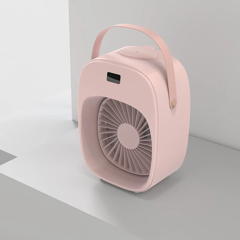 Mini Cooling Fan Portable Desktop Small Air Humidification Fan Add Water Spray For Office Bedroom Rechargeable fan - Pink