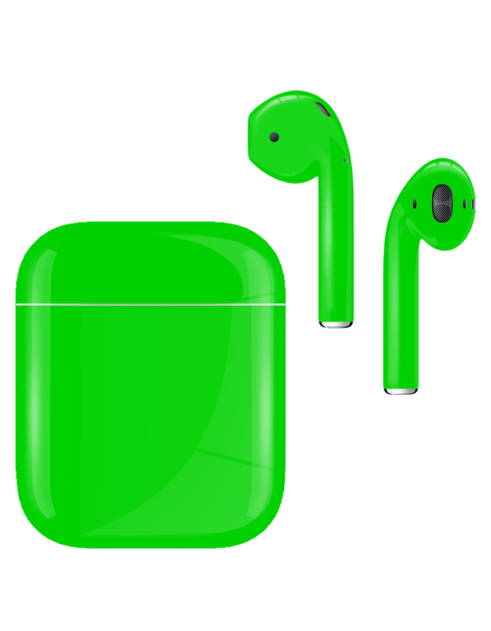 Caviar Customized Airpods 2nd Generation Automotive Grade Scratch Resistant Paint Neon Green Glossy