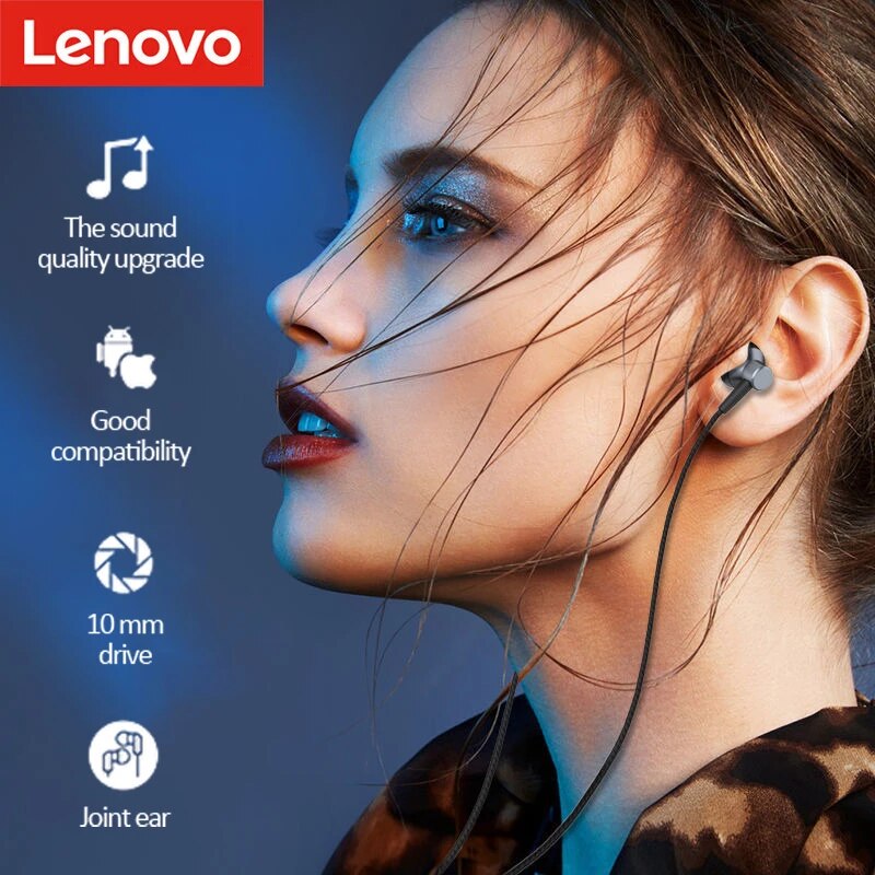 Original Lenovo QF-310 Wired Earphones Heavy Bass 3.5mm Audio Wired Control Gaming In-Ear Earbuds With Mic For Phone Laptops