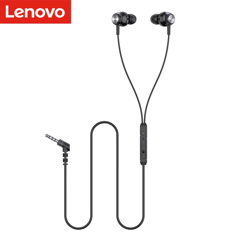 Original Lenovo QF-310 Wired Earphones Heavy Bass 3.5mm Audio Wired Control Gaming In-Ear Earbuds With Mic For Phone Laptops, Black