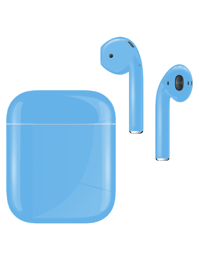 Caviar Customized Airpods 2nd Generation Automotive Grade Scratch Resistant Paint Glossy, Sky Blue