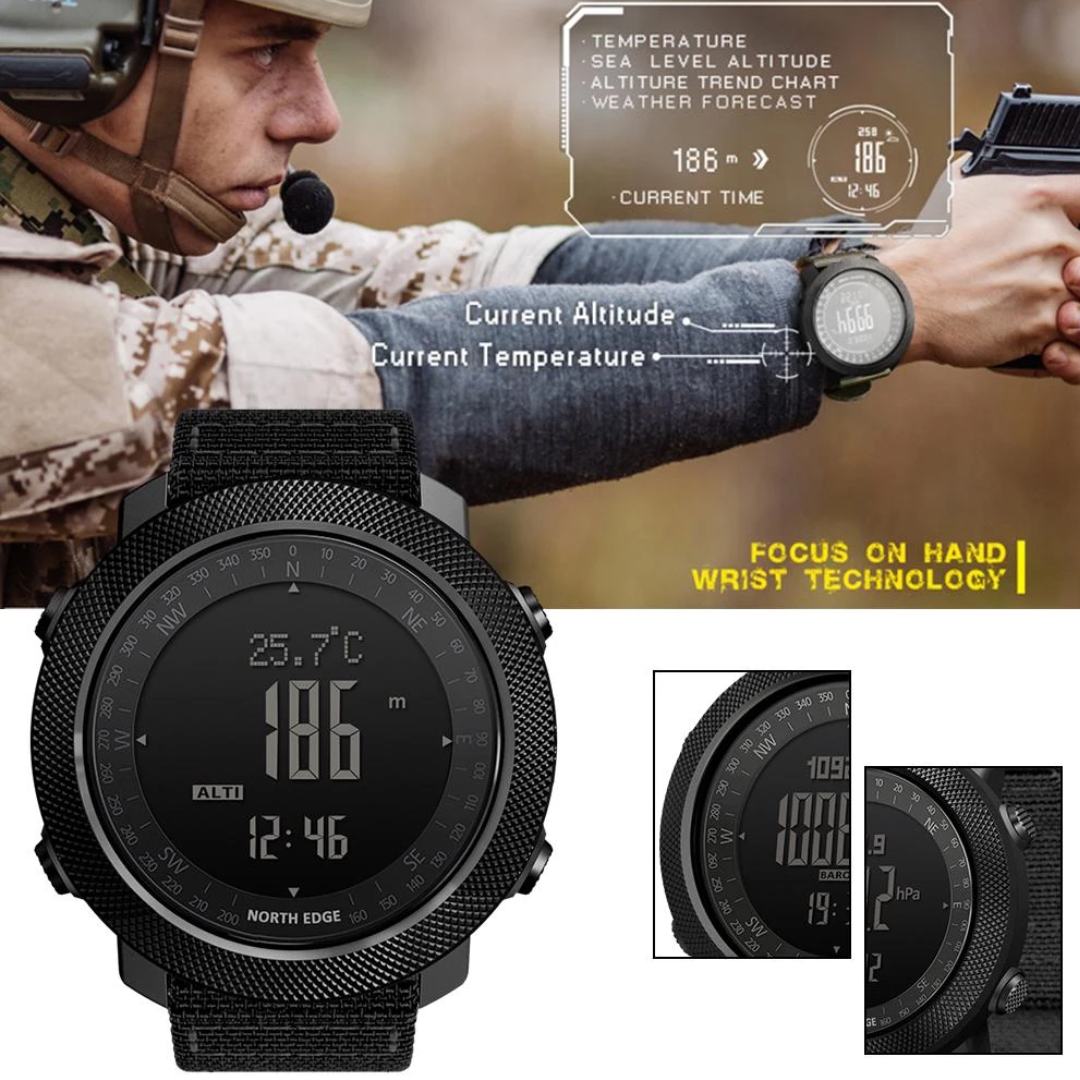 NORTH EDGE Apache Men's Outdoor Sport Digital Wrist Watch Multifunctional Smart Watch Swimming Military Army Watches Altimeter Barometer Compass Water Resistance 50m