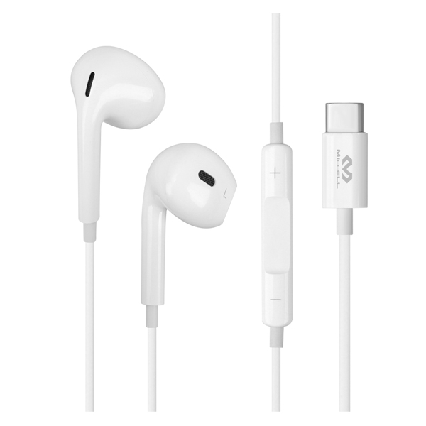 Miccell Type C Wired Stereo Earphone Build in Microphone & volume control 1.2M white, VQ-H15
