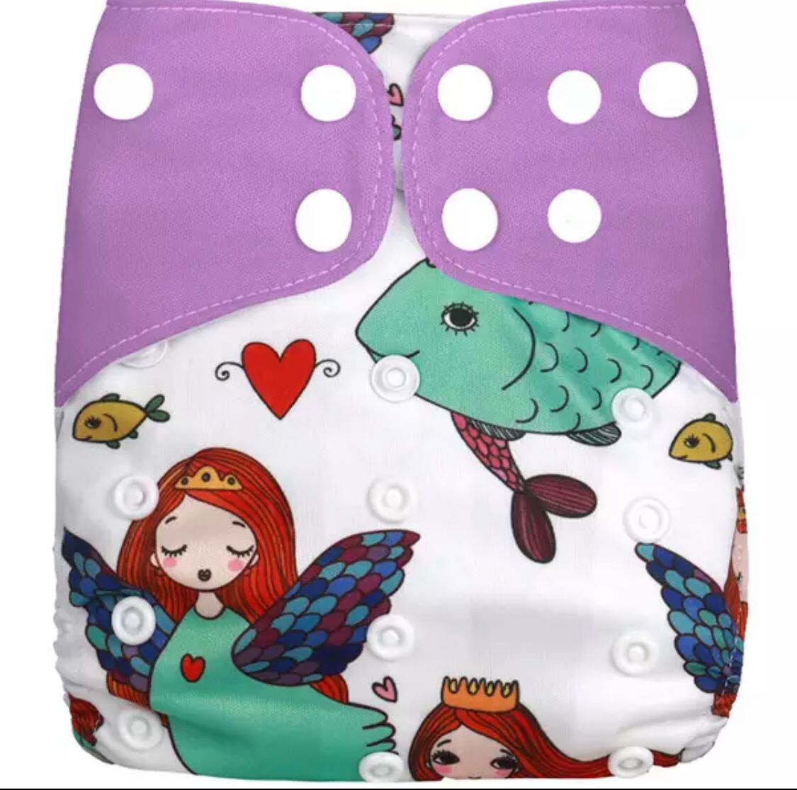 Pikkaboo Reusable Cloth Diaper with Adjustable Snap Buttons for Babies and Toddlers - Mermaid