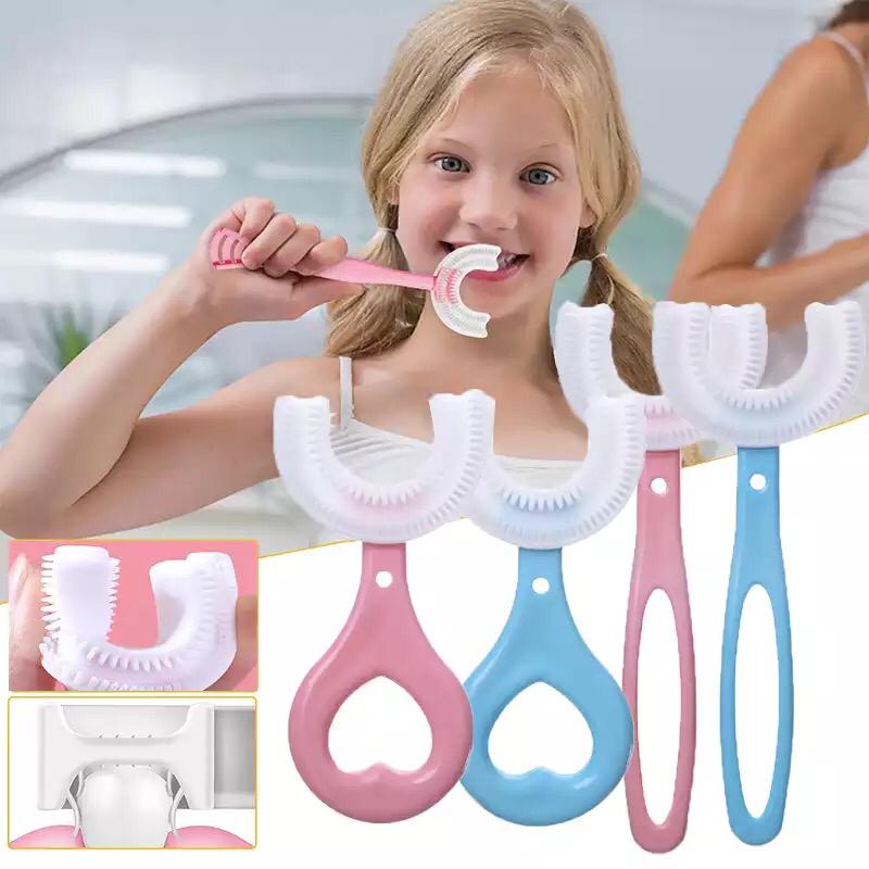 Manual Toothbrushes for Kids 6-12 Years, 360 Degree Cleaning U-Shaped Kids Toothbrushes.