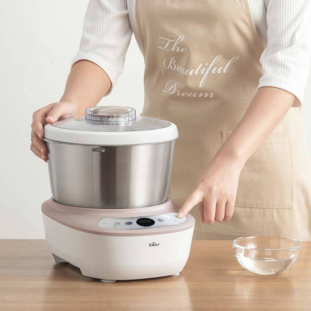 Bear HMJ-A50B1 Automatic Dough Maker, With Kneading Dough Fermentation Machine, Stainless Steel, Microcomputer Timings, Face-Up Touch Panel, 5L Capacity, White | HMJ-A50B1-5L