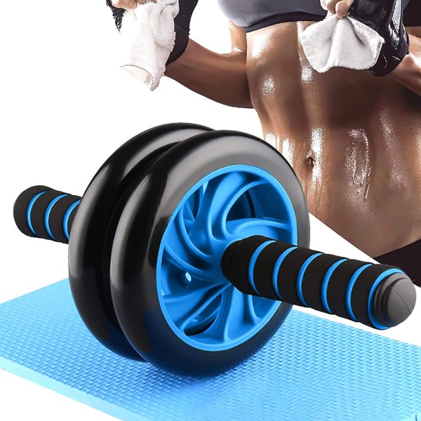 Double Wheel Multifunction Abdominal Exercise Roller - Blue