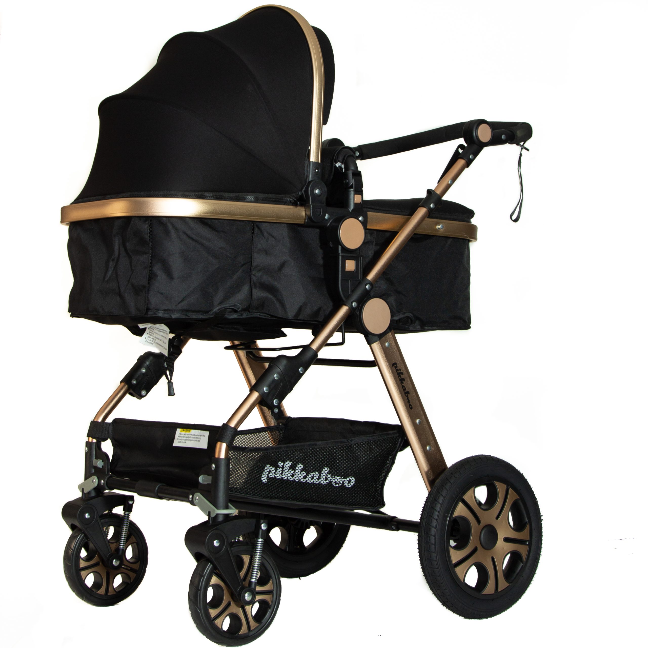 Pikkaboo - 3 in 1 Luxury Pram Stroller - Black