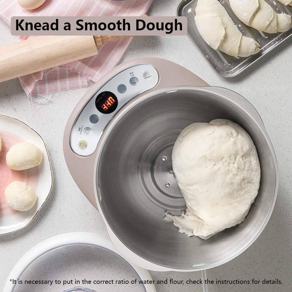 Bear HMJ-A50B1 Automatic Dough Maker, With Kneading Dough Fermentation Machine, Stainless Steel, Microcomputer Timings, Face-Up Touch Panel, 5L Capacity, White | HMJ-A50B1-5L
