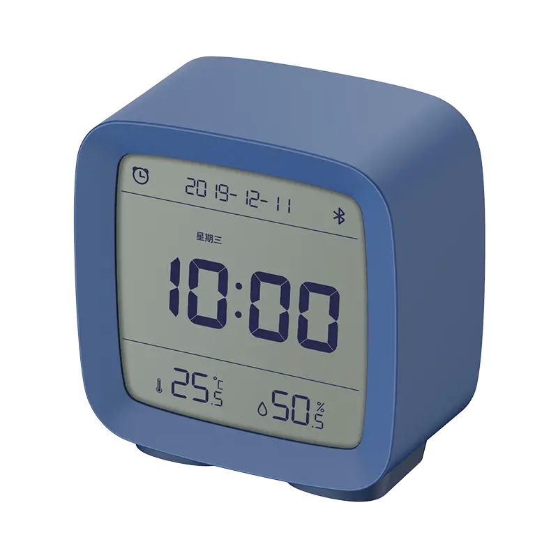 Xiaomi Qinping APP Control Bluetooth 5.0 Thermometer Hygrometer LCD Screen Adjustable Nightlight Alarm Clock Calendar - Blue