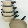 WISTERIA 9PCS BROWN COOKWARE SET - MADE IN TURKEY