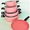 WISTERIA 9PCS PINK COOKWARE SET - MADE IN TURKEY