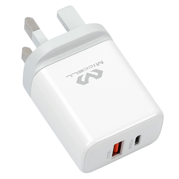 Miccell USB Fast Charger PD20W+QC3.0 white, VQ-T37
