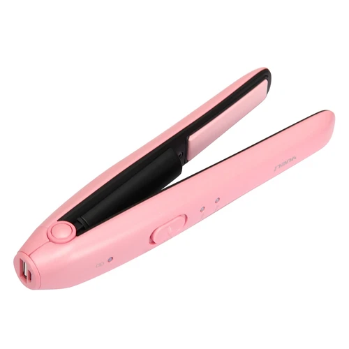 Yueli Mini Wireless Hair Straightener MGH Quick Heating Elements 2500mAh Battery USB Recharging - Pink